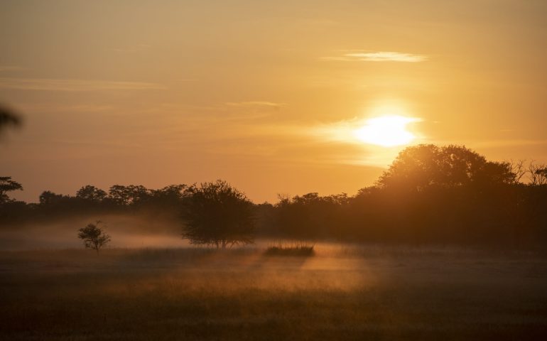 MWANDI, ZAMBIA - APRIL 4:  Sunrise on April 4, 2023 at Sankolonga in Mwandi, Zambia. CMMb's interventions save and improve the quality of lives in communities that are isolated and hard-to-reach in Zambia. (Alissa Everett/Getty Images for CMMB)